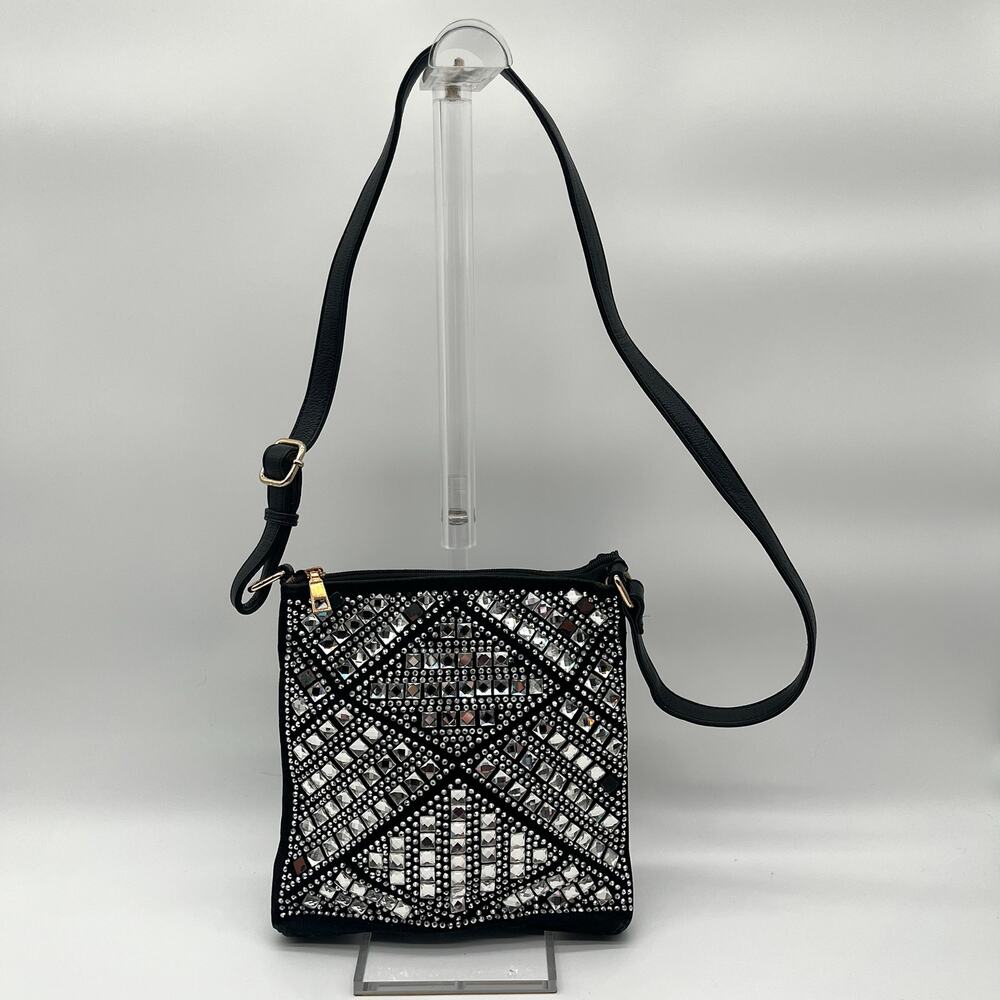Vintage Punk Rock, Jeweled Evening Bag, Black Crossbody
